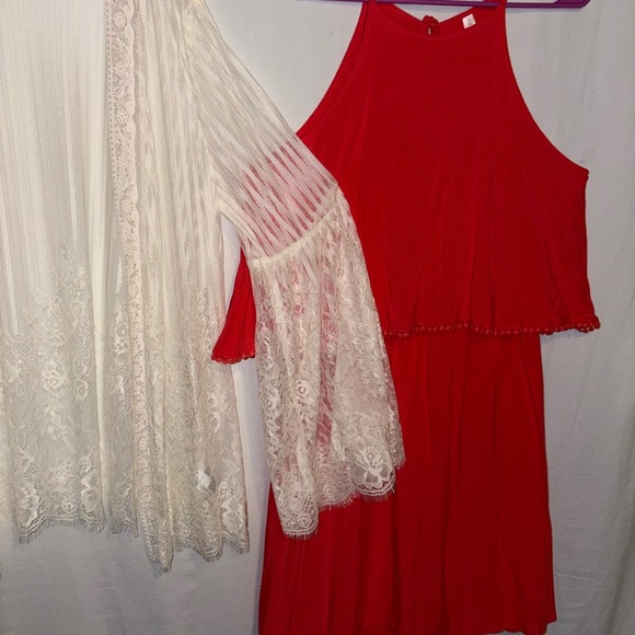 ✨2 PIECE OUTFIT✨ Forth of July ready! Red mini dress and cute white cardigan sz - Picture 5 of 5